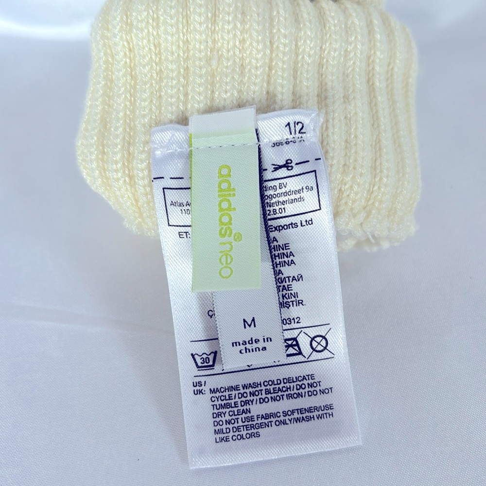 NWOT ADIDAS NEO WARM SOFT UNISEX GLOVES SIZE MEDIUM - IVORY - Picture 6 of 8